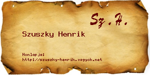 Szuszky Henrik névjegykártya